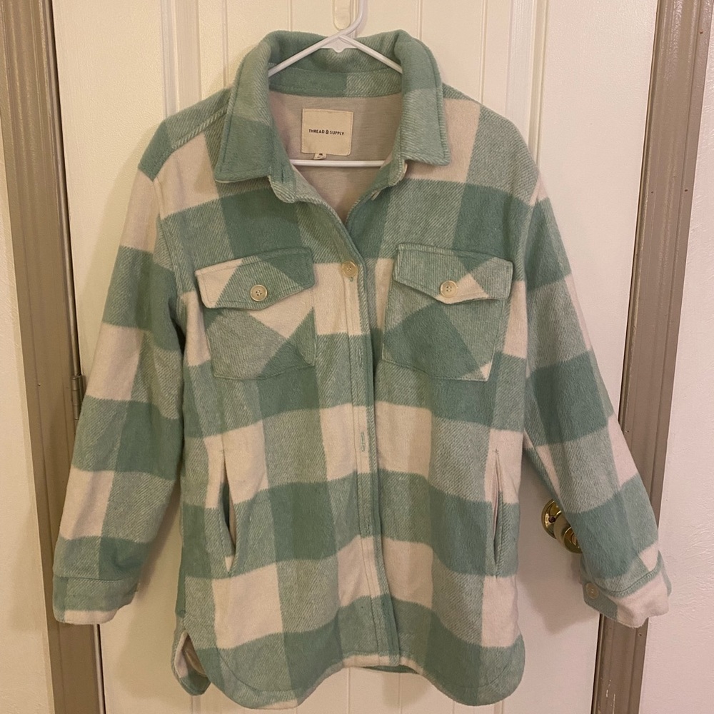 Medium Mint Colored Checkered Jacket. It’s From T… - image 1
